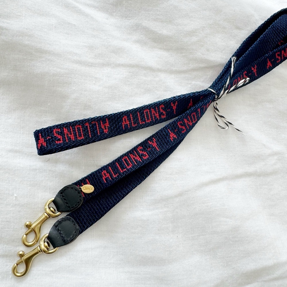 Clare V Navy + Red Allons-Y cotton/nylon webb strap w/leather and gold hardware